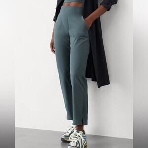 Athleta Brooklyn Ankle Pant Green Sz 12 Tall Pockets Elastic Waist Casual Active